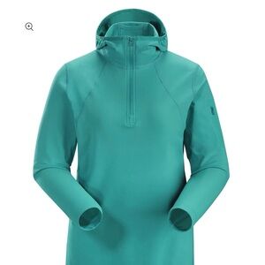 Arc’teryx Rho LT Teal hooded zip neck